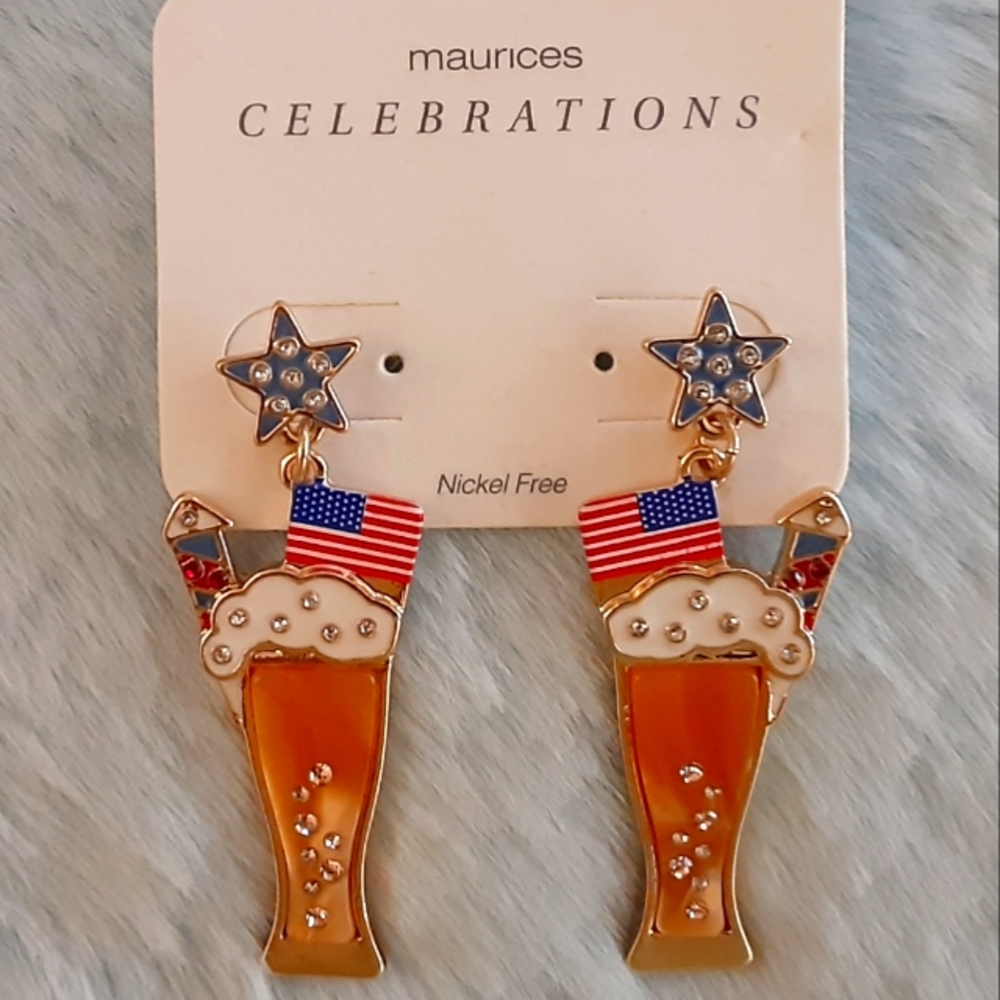Maurices Celebration Earrings with American Flag Design